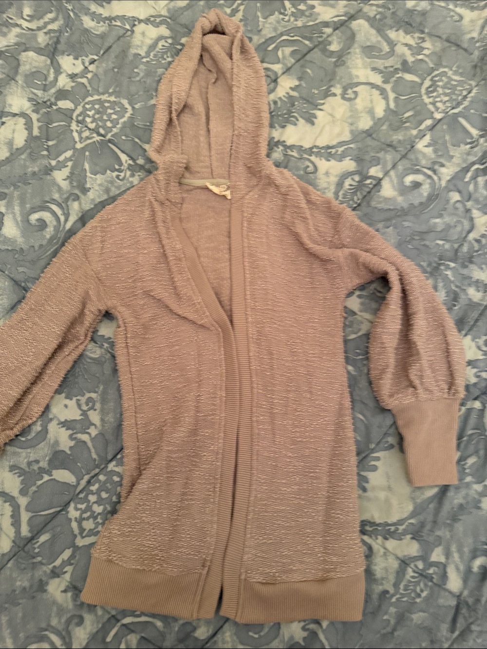 Girls' Hooded Open-Front Sweater Cardigan - Taupe
